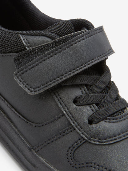 Black Standard Fit (F) Elastic Lace School Trainers image 10