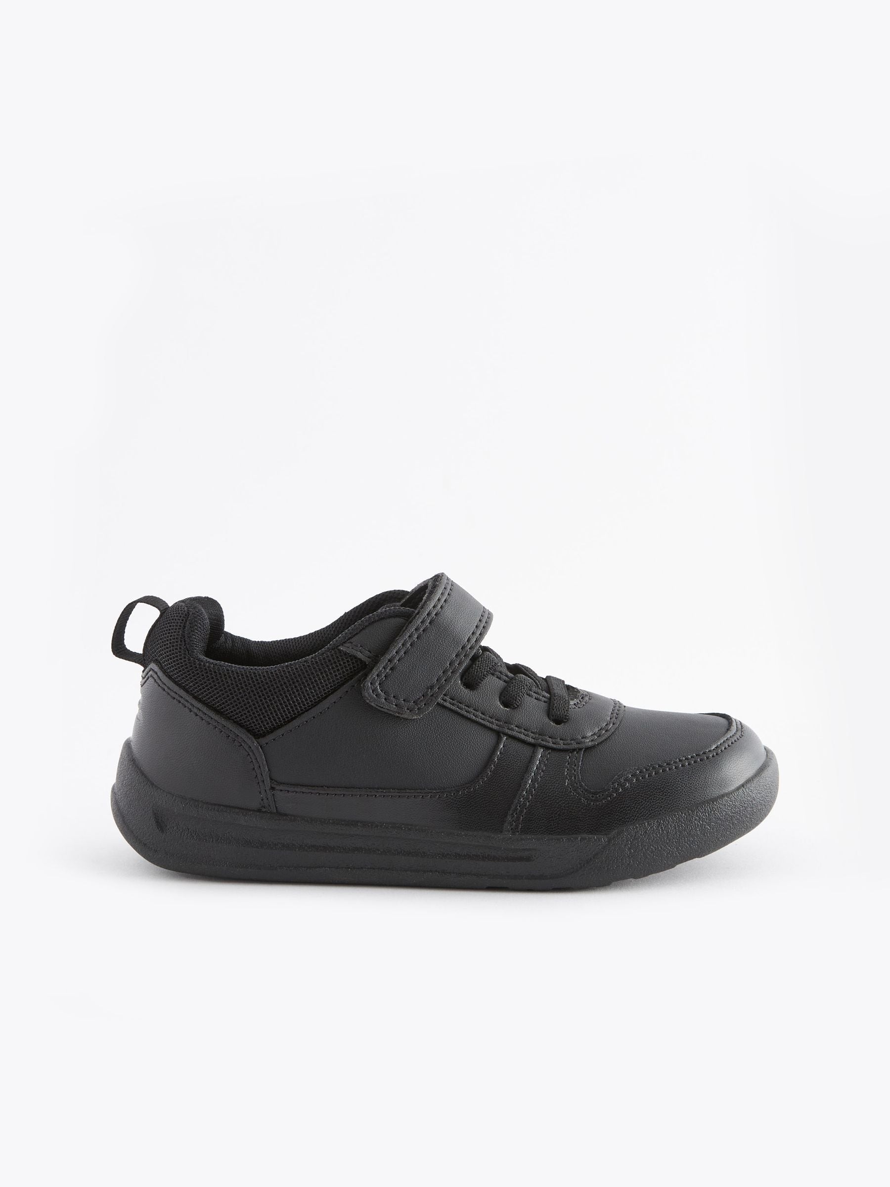 Black Standard Fit (F) Elastic Lace School Trainers image 2