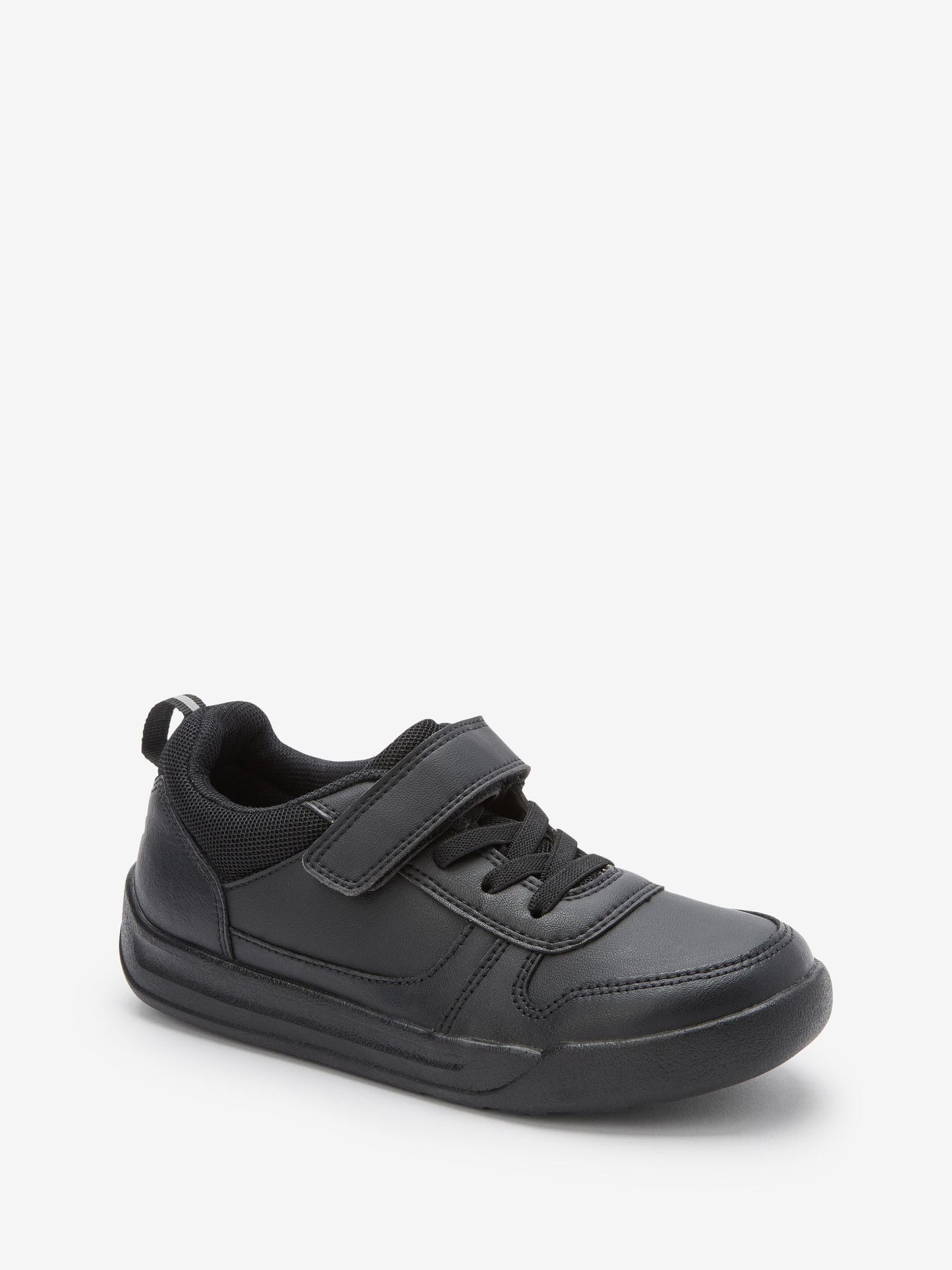 Black Standard Fit (F) Elastic Lace School Trainers image 3