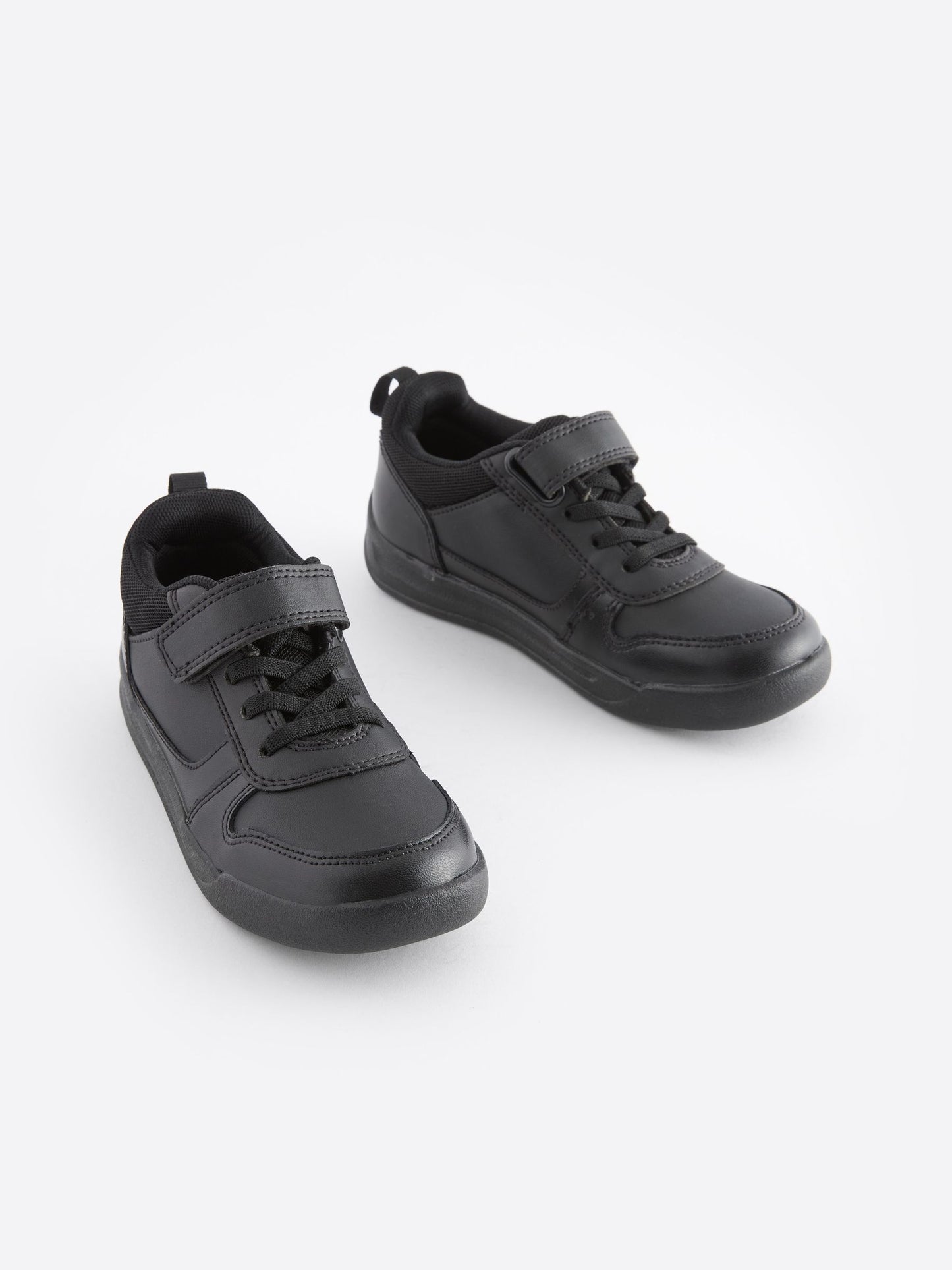 Black Standard Fit (F) Elastic Lace School Trainers image 4