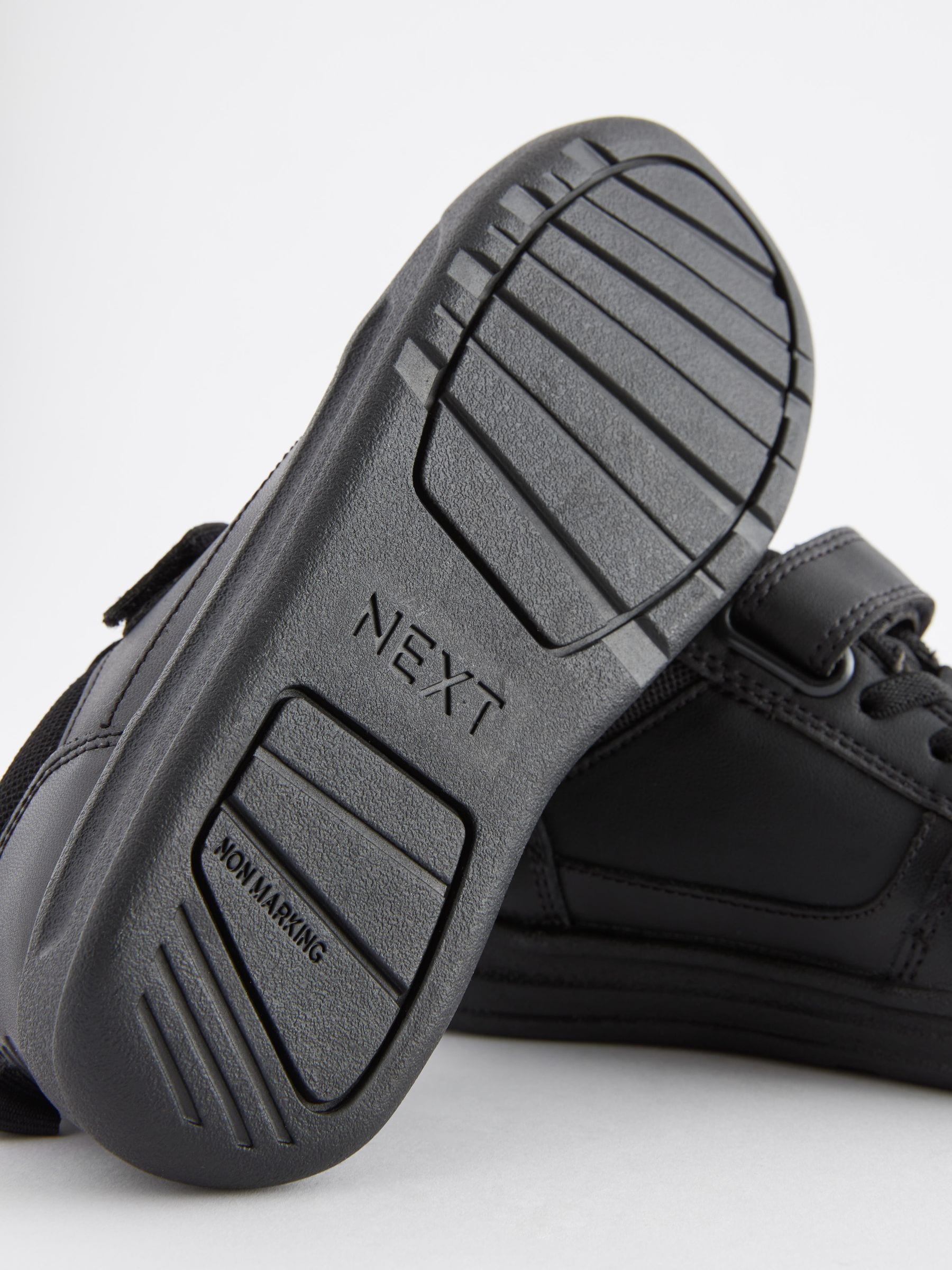 Black Standard Fit (F) Elastic Lace School Trainers image 8