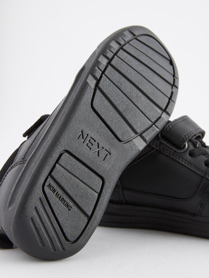 Black Standard Fit (F) Elastic Lace School Trainers image 8