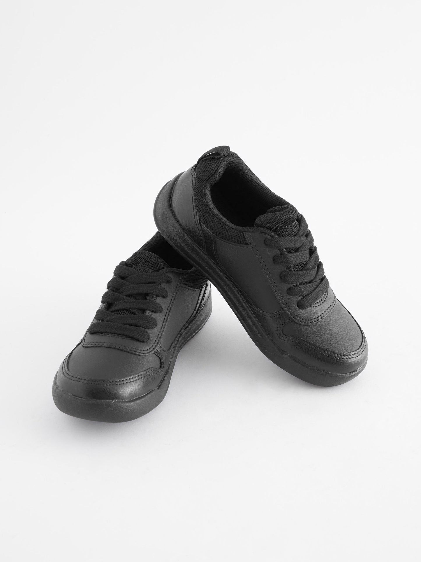 Black Standard Fit (F) Lace-Up School Trainers image 1