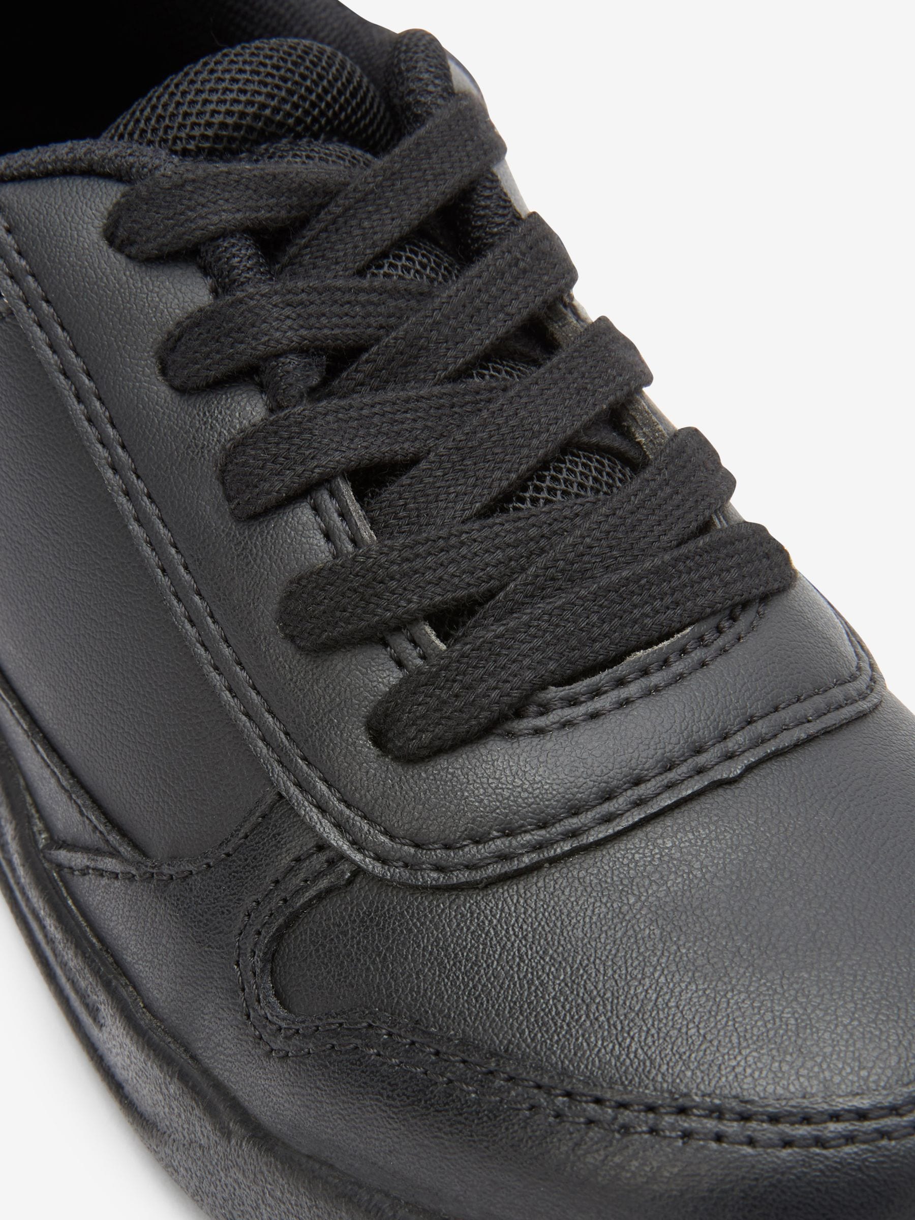 Black Standard Fit (F) Lace-Up School Trainers image 10
