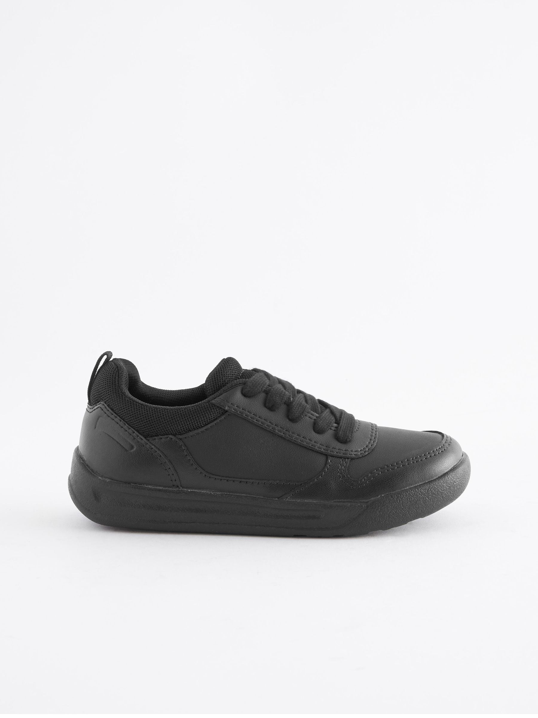 Black Standard Fit (F) Lace-Up School Trainers image 2
