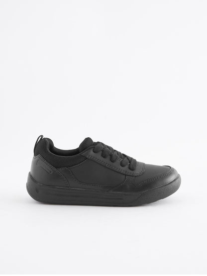 Black Standard Fit (F) Lace-Up School Trainers image 2