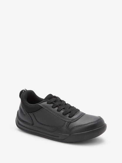 Black Standard Fit (F) Lace-Up School Trainers image 3