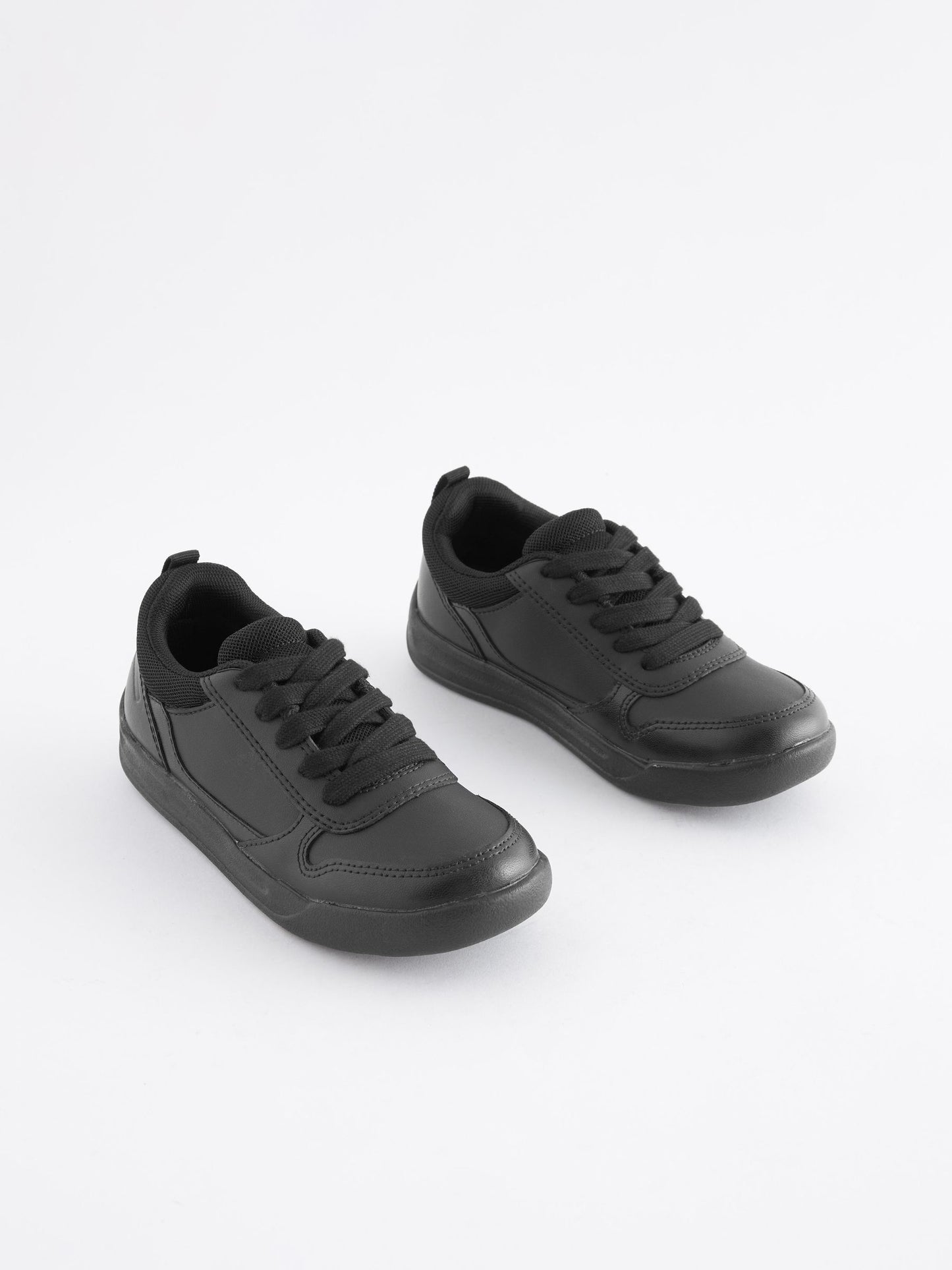 Black Standard Fit (F) Lace-Up School Trainers image 4