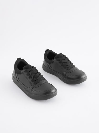Black Standard Fit (F) Lace-Up School Trainers image 4