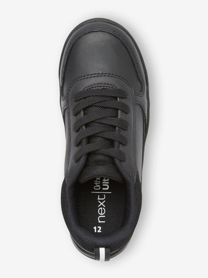 Black Standard Fit (F) Lace-Up School Trainers image 5