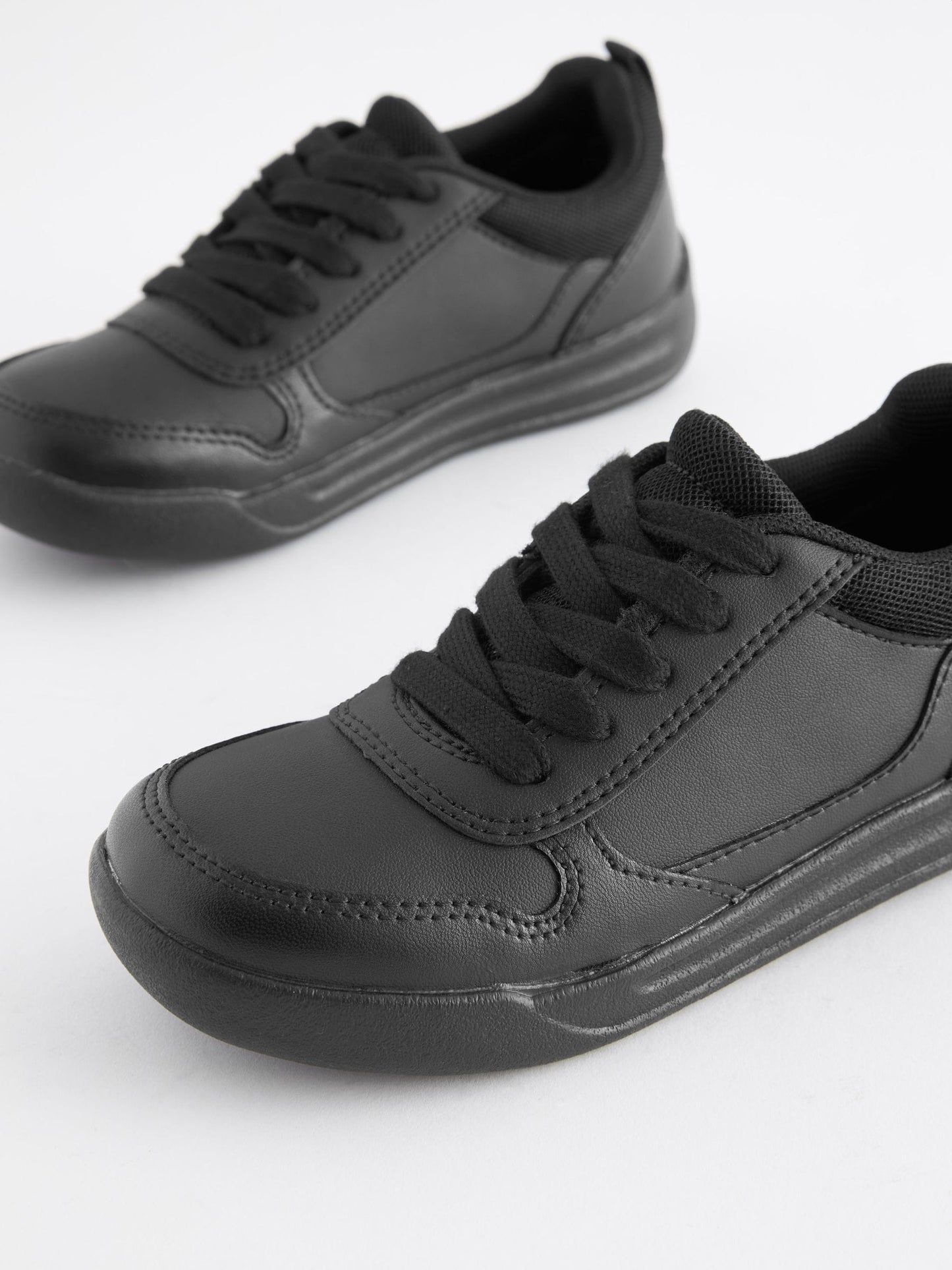 Black Standard Fit (F) Lace-Up School Trainers image 7
