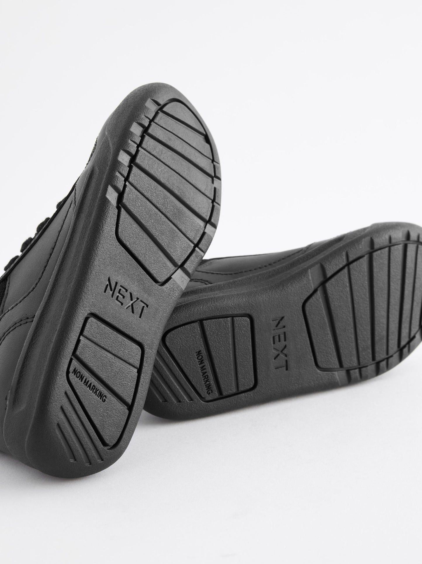 Black Standard Fit (F) Lace-Up School Trainers image 8