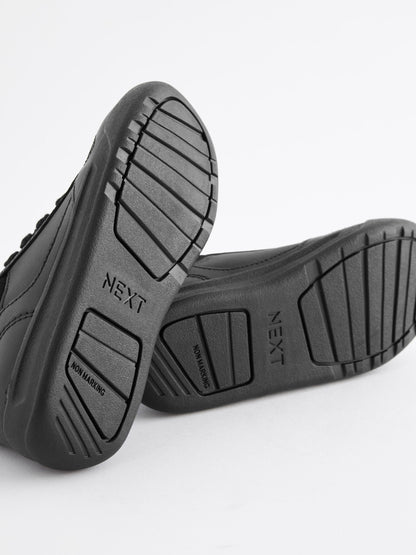 Black Standard Fit (F) Lace-Up School Trainers image 8