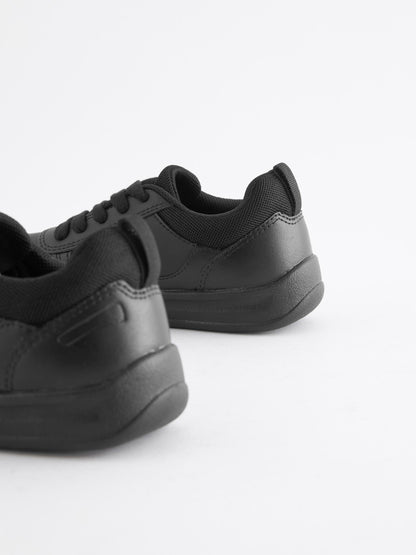 Black Standard Fit (F) Lace-Up School Trainers image 9
