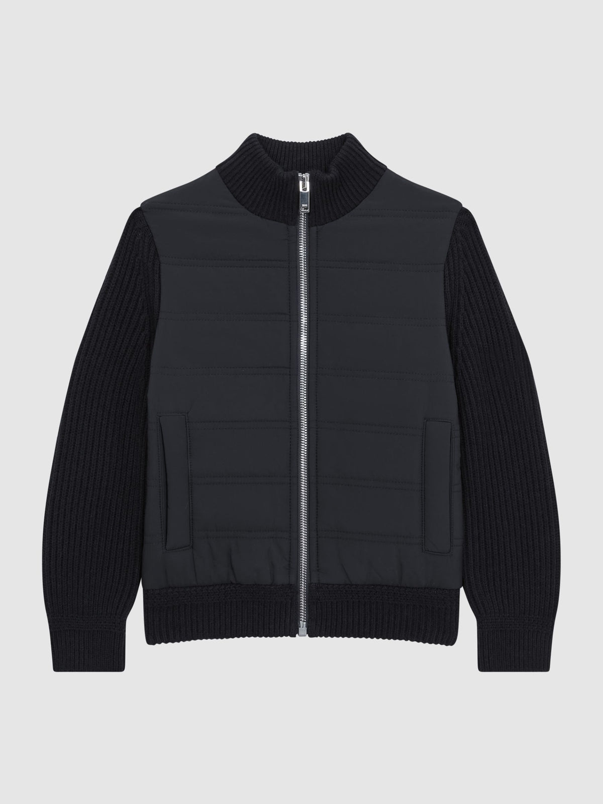 Dsiney Kidz - Reiss Navy Trainer Junior Hybrid Zip Through Quilted Jacket image 2