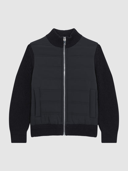 Dsiney Kidz - Reiss Navy Trainer Junior Hybrid Zip Through Quilted Jacket image 2