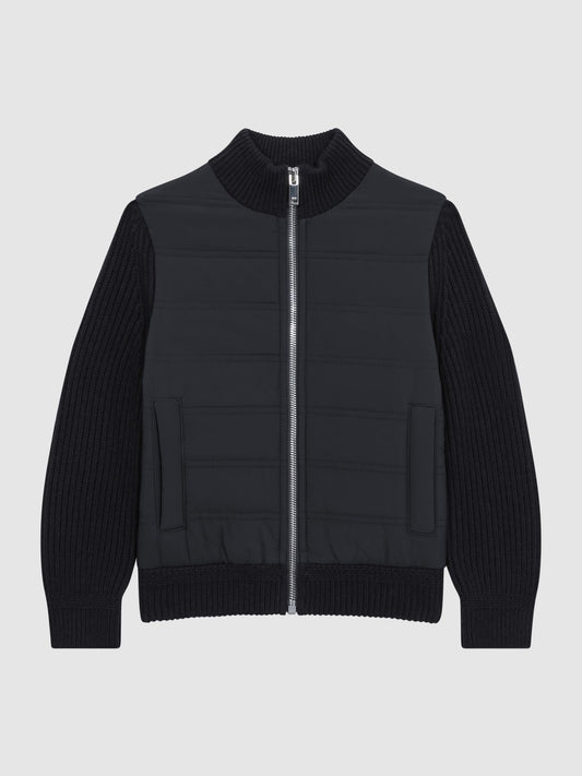 Dsiney Kidz - Reiss Navy Trainer Junior Hybrid Zip Through Quilted Jacket image 2