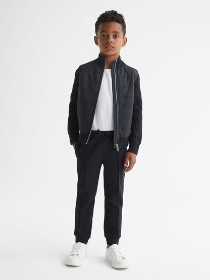 Dsiney Kidz - Reiss Navy Trainer Junior Hybrid Zip Through Quilted Jacket image 3