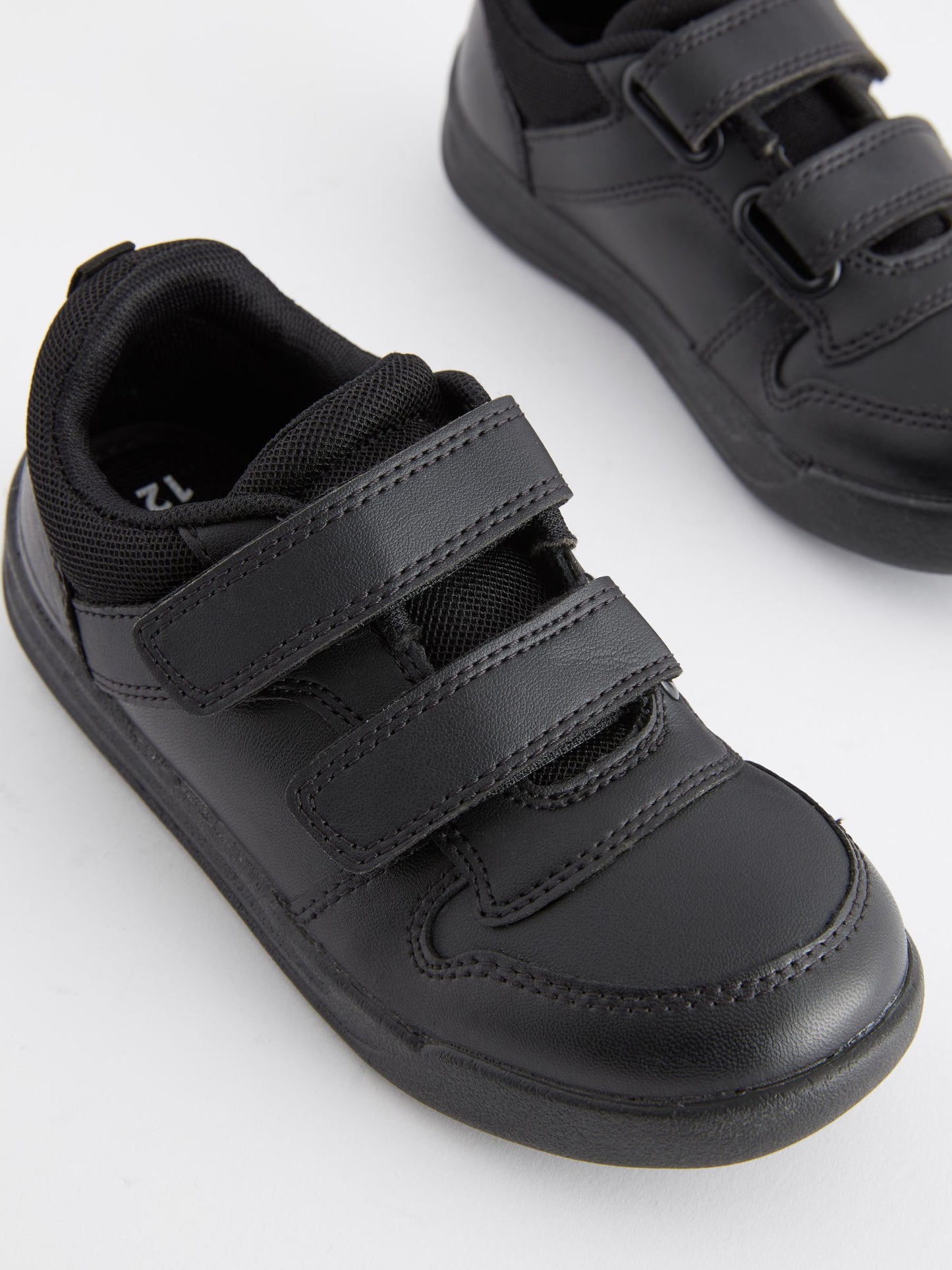 Black Wide Fit (G) Double Strap Touch Fastening School Trainers image 8