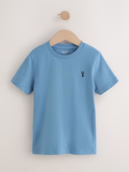 Dsiney Kidz - Mineral Green/Blue Short Sleeve Stag Embroidered T-Shirts 4 Pack (3-16yrs) image 2