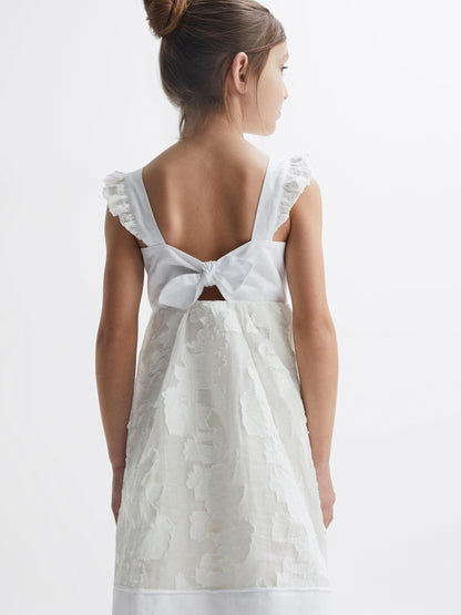 Dsiney Kidz - Reiss White Abby 4-9 yrs Lace Detail Bow Back Dress image 5