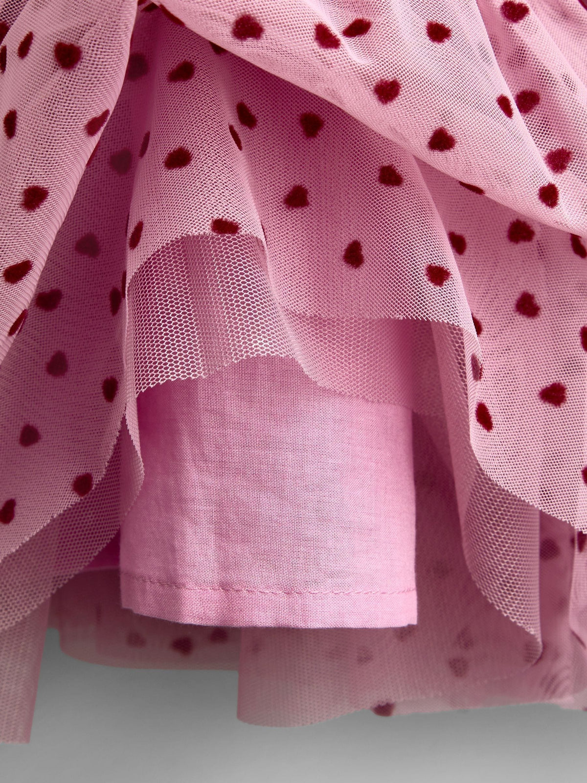 Dsiney Kidz - JoJo Maman Bébé Dusky Pink Heart Flocked Tiered Dress image 3