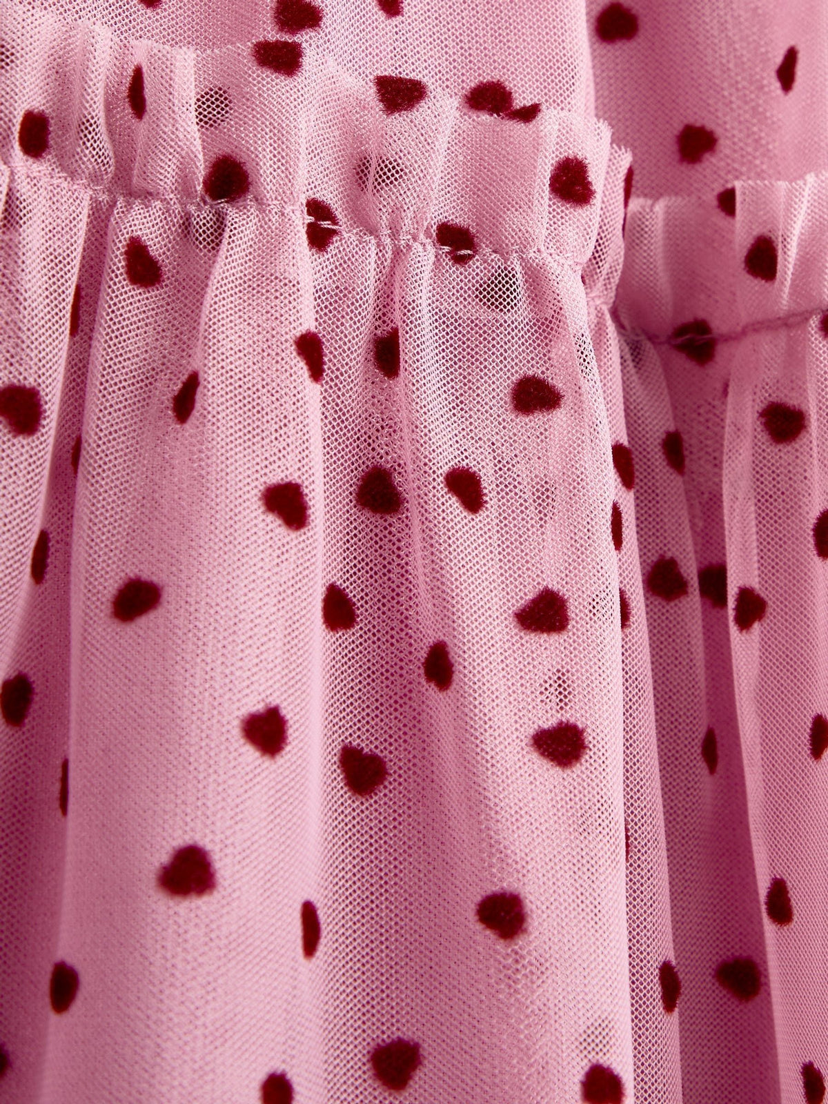 Dsiney Kidz - JoJo Maman Bébé Dusky Pink Heart Flocked Tiered Dress image 4
