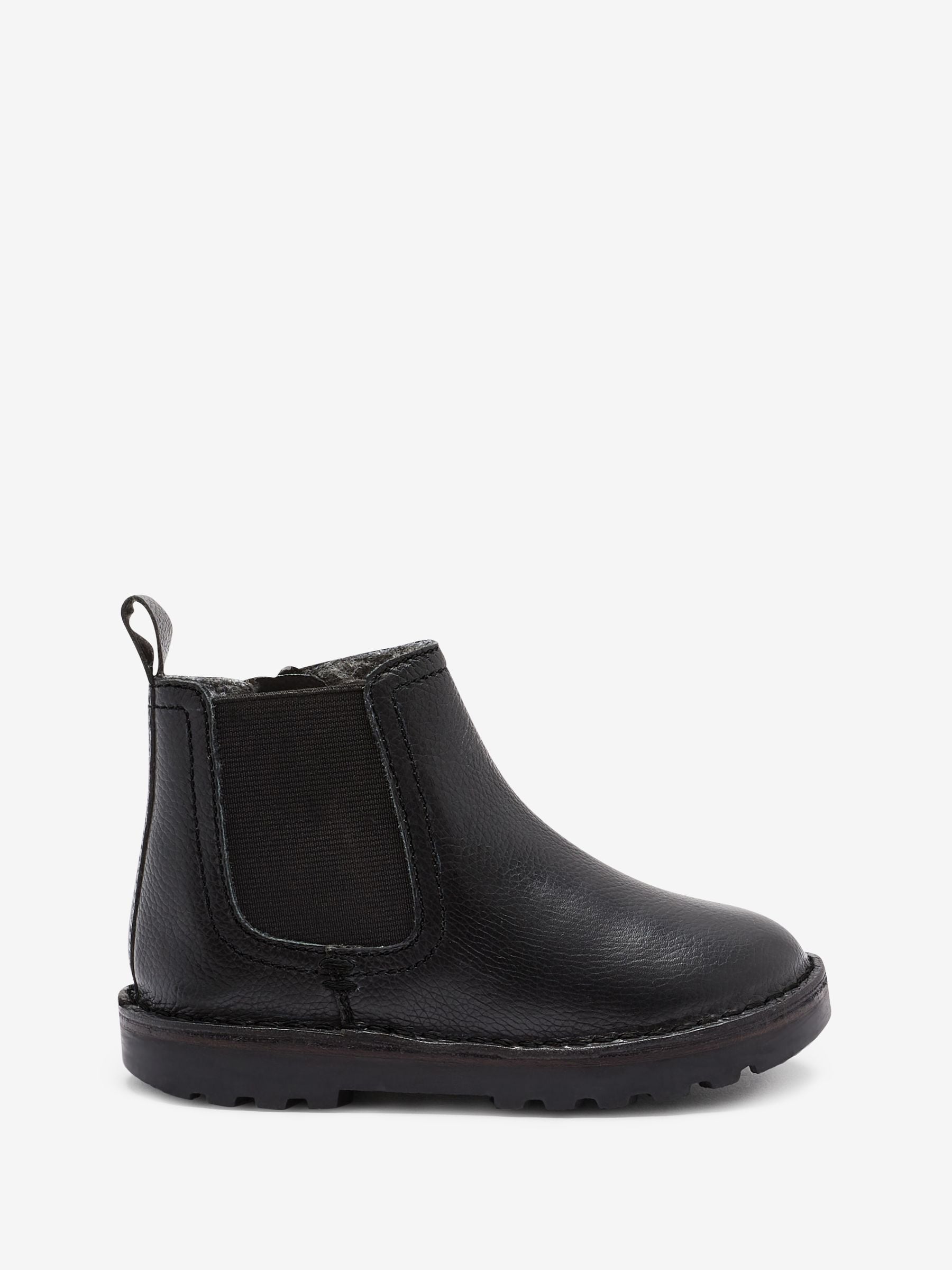 Black Standard Fit (F) Warm Lined Leather Chelsea Boots image 1
