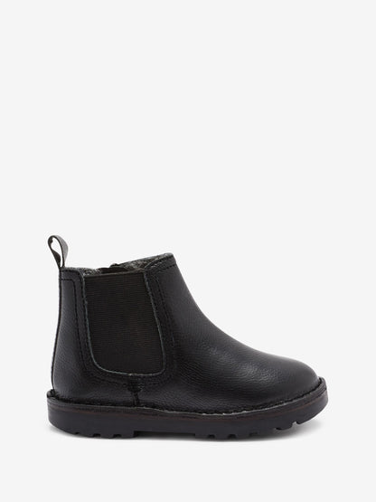 Black Standard Fit (F) Warm Lined Leather Chelsea Boots image 1