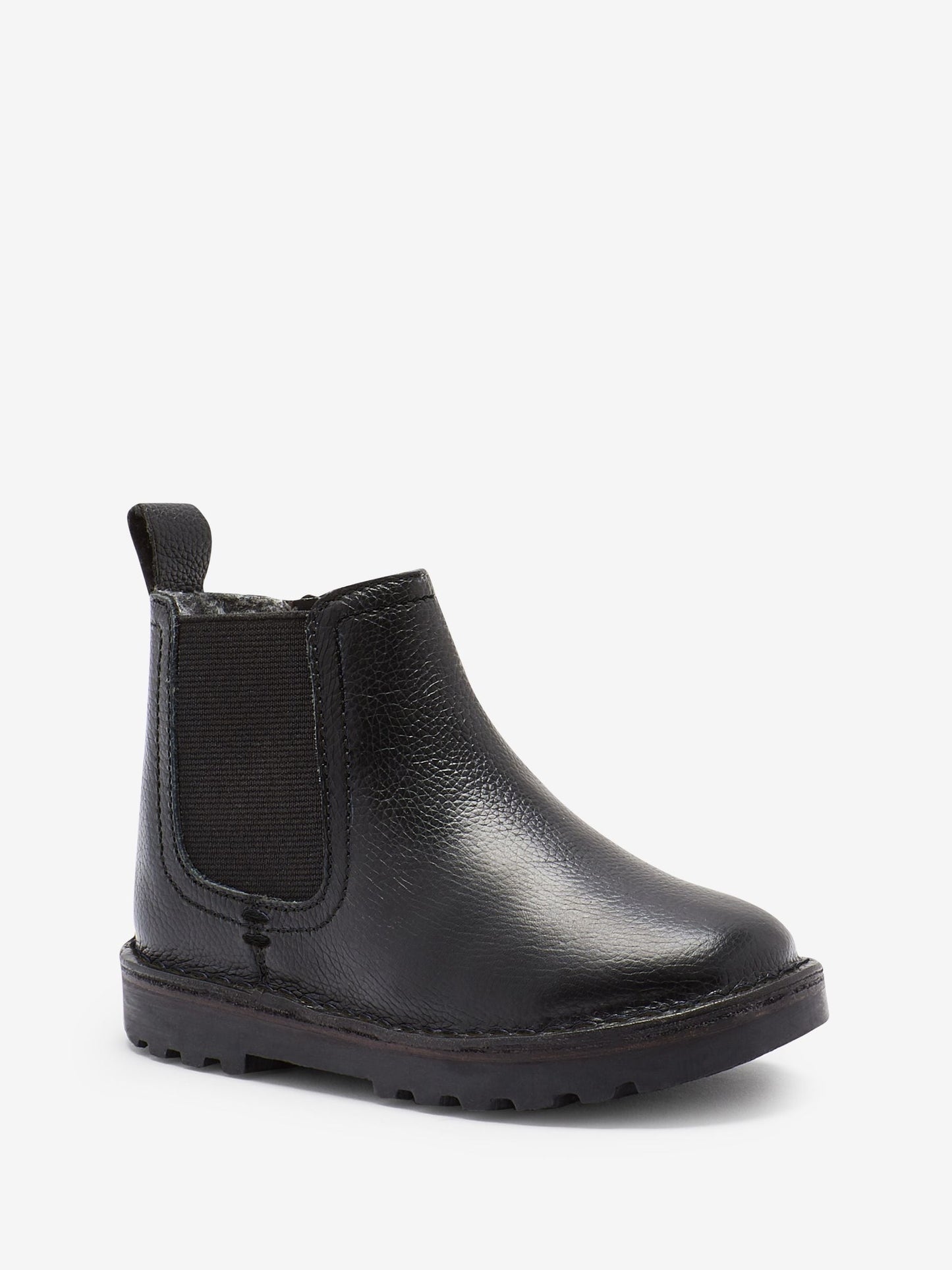 Black Standard Fit (F) Warm Lined Leather Chelsea Boots image 3