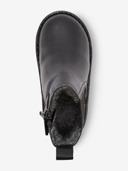 Black Standard Fit (F) Warm Lined Leather Chelsea Boots image 4