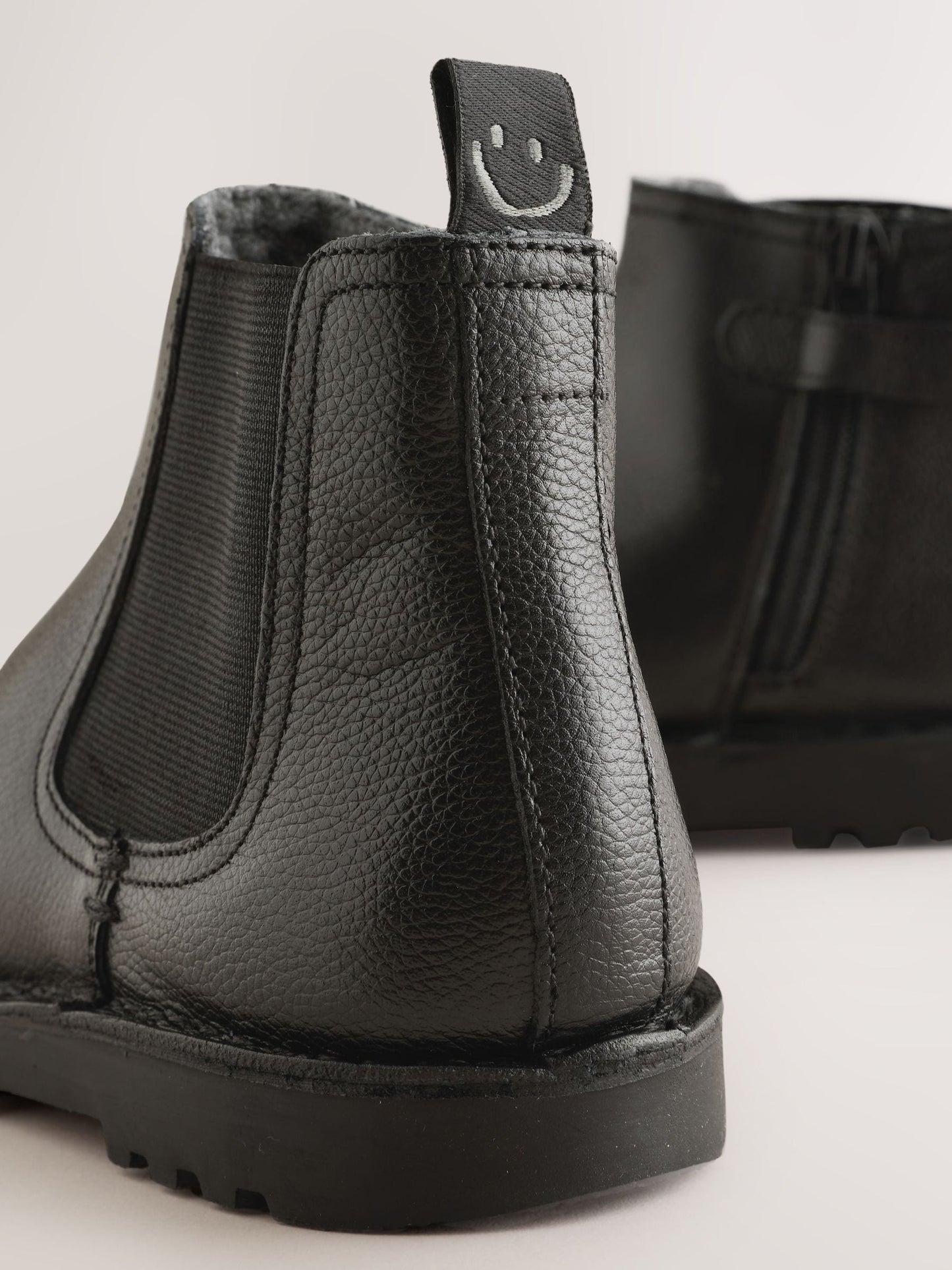 Black Standard Fit (F) Warm Lined Leather Chelsea Boots image 3