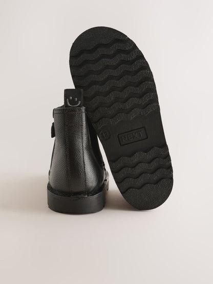 Black Standard Fit (F) Warm Lined Leather Chelsea Boots image 5