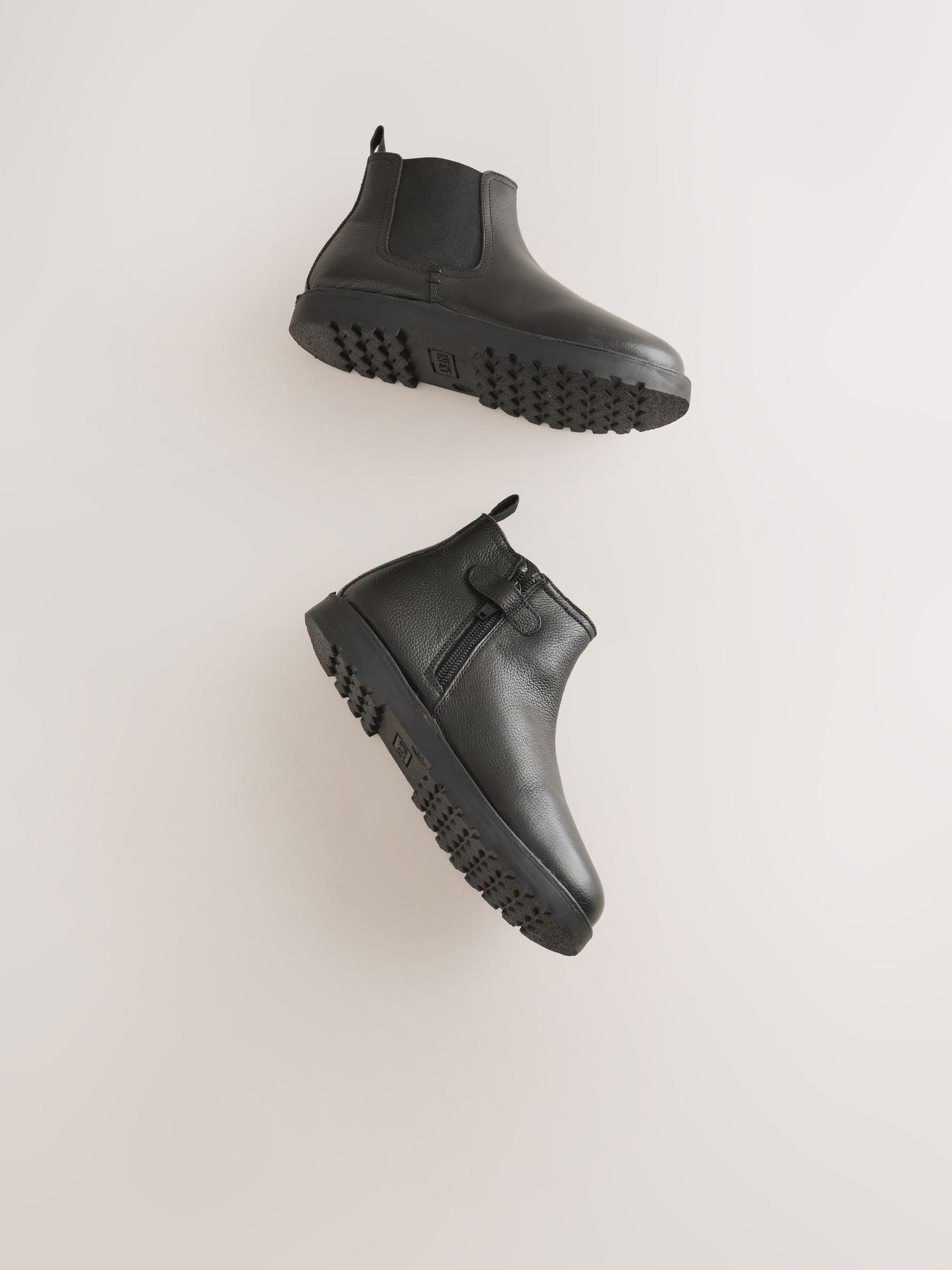 Black Standard Fit (F) Warm Lined Leather Chelsea Boots image 6