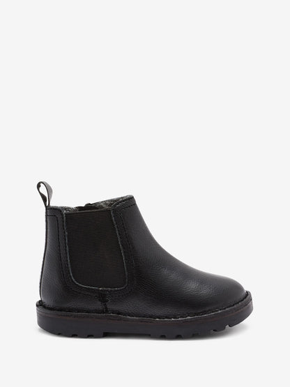 Black Standard Fit (F) Warm Lined Leather Chelsea Boots image 2