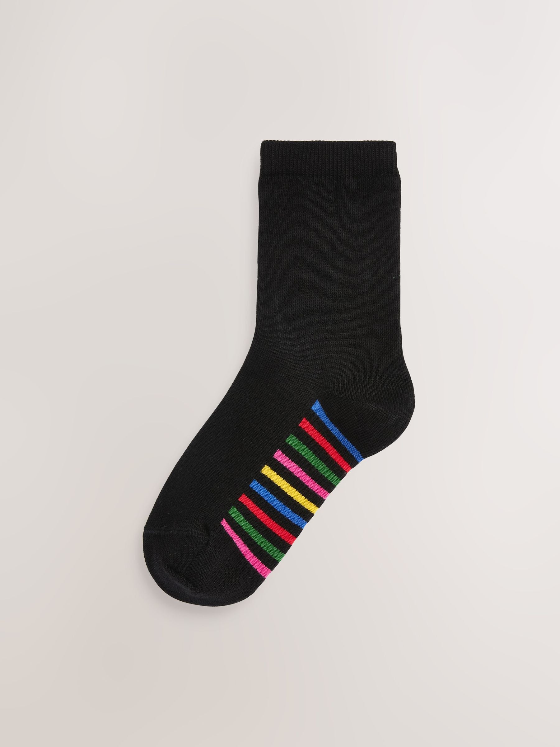 Black Rainbow 5 Pack Cotton Rich Footbed Ankle School Socks image 3