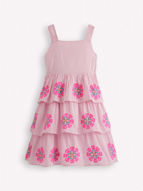 Dsiney Kidz - Boden Pink Tiered Embroidered Dress image 1
