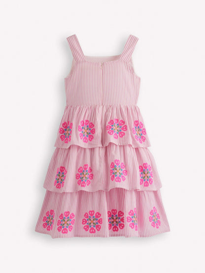 Boden Pink Tiered Embroidered Dress image 2