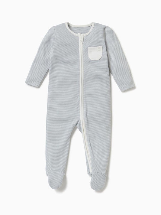 MORI Blue Stripe 2 Way Zip-Up Clever Sleepsuit