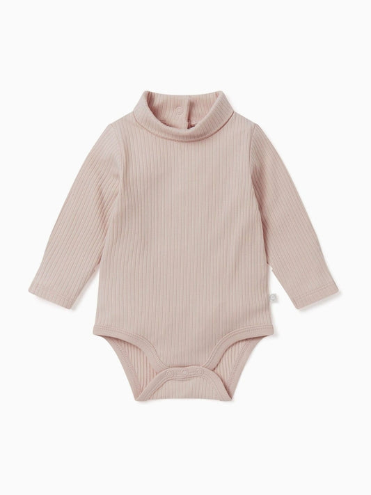 MORI Light Pink Ribbed Roll Neck Supersoft Bodysuit