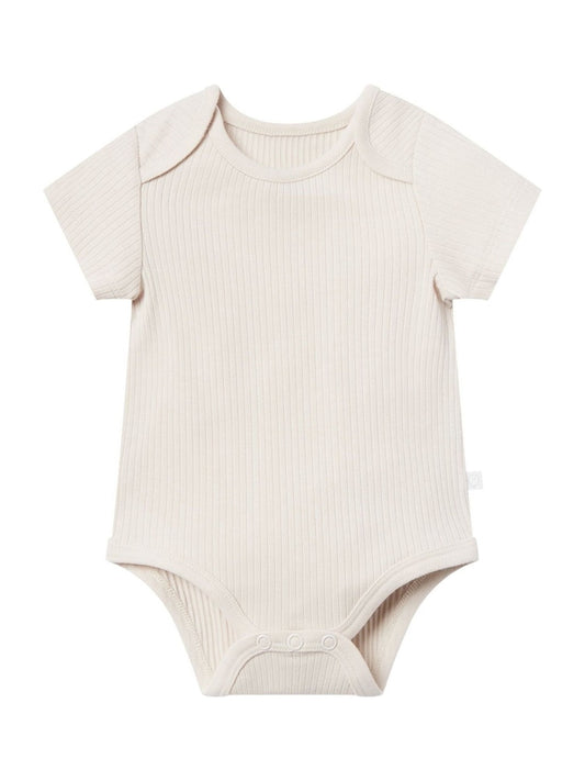 MORI Natural Ribbed Stretch Short Sleeve Bodysuit