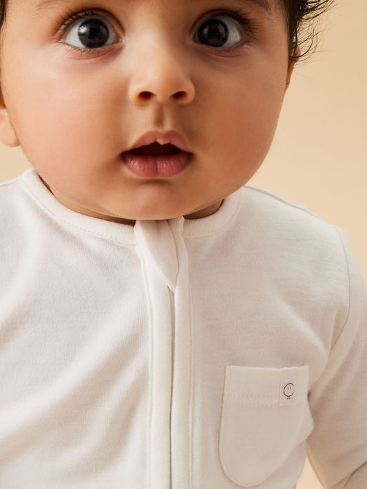 MORI White 2 Way Zip-Up Clever Sleepsuit