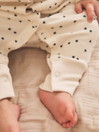 Monochrome Waffle Baby Sleepsuits 3 Pack Immediate