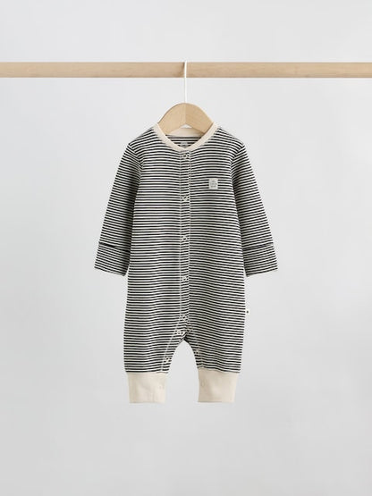 Monochrome Waffle Baby Sleepsuits 3 Pack Immediate