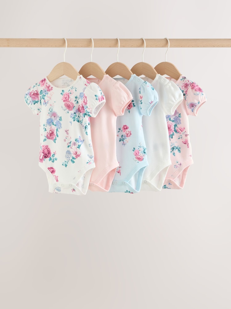 Multi Baby Short Sleeve Bodysuits 5 Pack