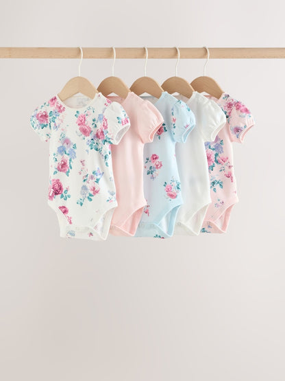 Multi Baby Short Sleeve Bodysuits 5 Pack