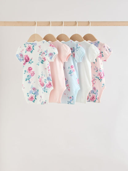 Multi Baby Short Sleeve Bodysuits 5 Pack