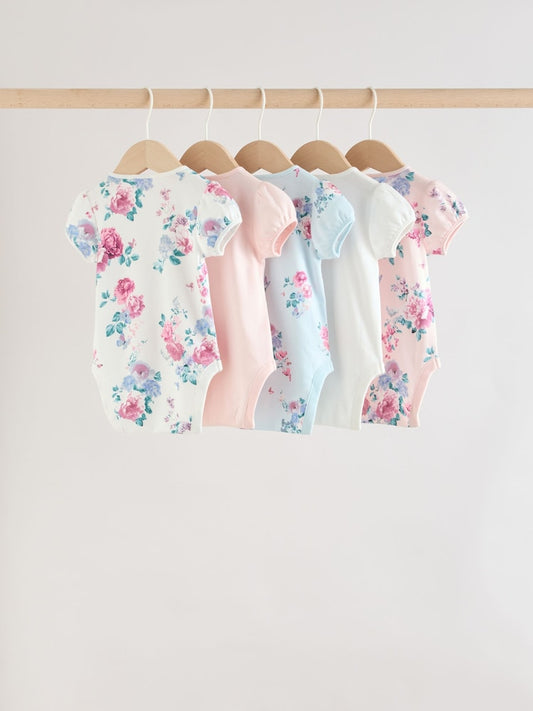 Multi Baby Short Sleeve Bodysuits 5 Pack