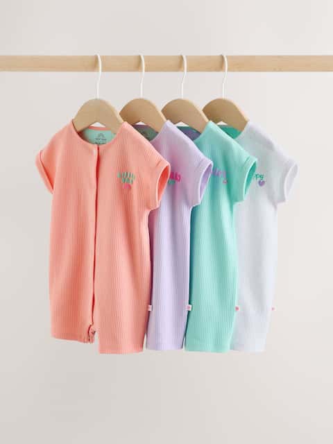 Multi Bright Coloured Jersey Baby Rompers 3 Pack