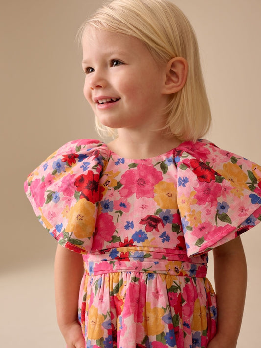 Multi Bright Print Angel Sleeve Prom Dress (3mths-8yrs)